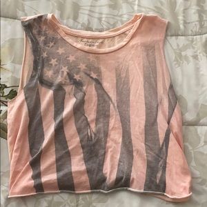 American Eagle crop muscle top American flag print